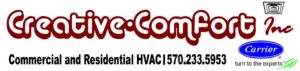 Creative-Comforts Inc logo with Carrier badge and the text 'Commercial and Residential HVAC | 570-233-5953'.